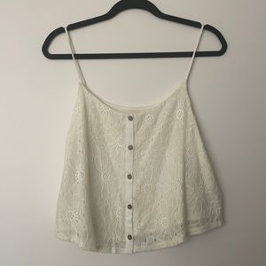Painted threads button down lace crochet top